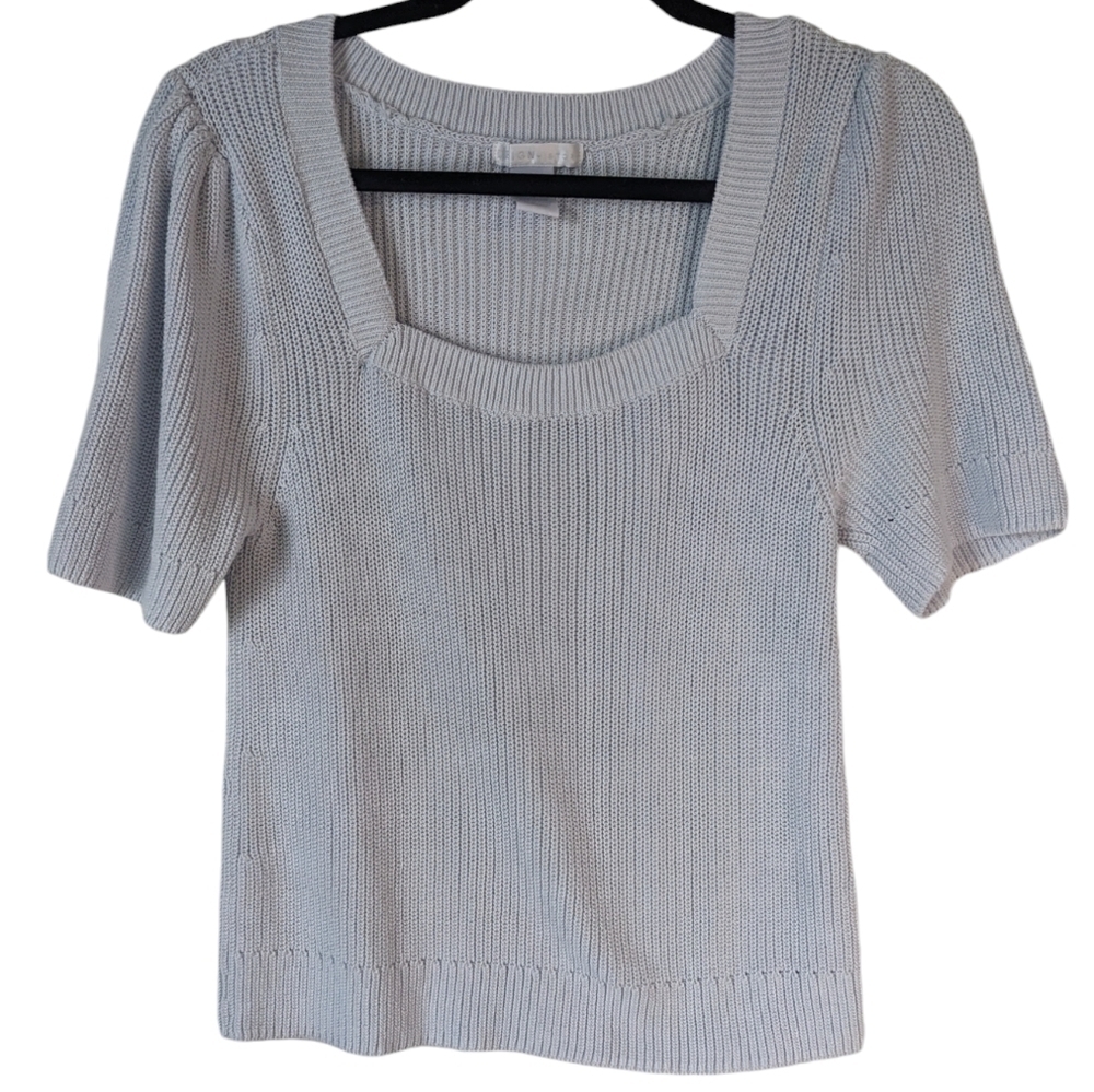Design History M shirt sleeves pull over sweater grey lavender colour.